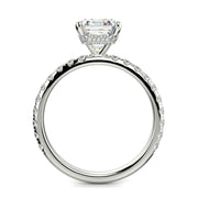 Isabella Emerald Cut Pave Hidden Halo 4 Prong Claw Set Engagement Ring Setting - Nivetta